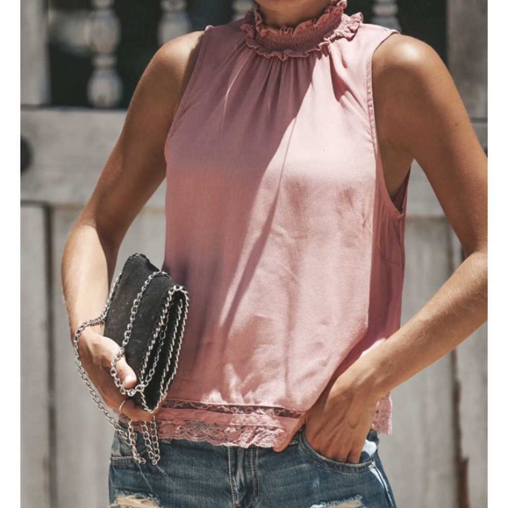 VICI Lace tank with mocked neckline